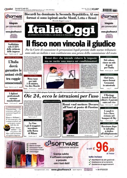 Italia oggi : quotidiano di economia finanza e politica